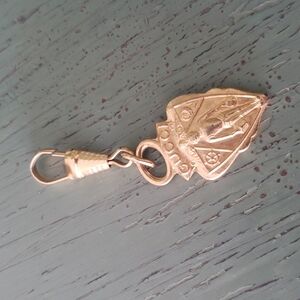 Vintage Gucci Gold Knight Crest Key Chain Fob Zipper Handbag Pull